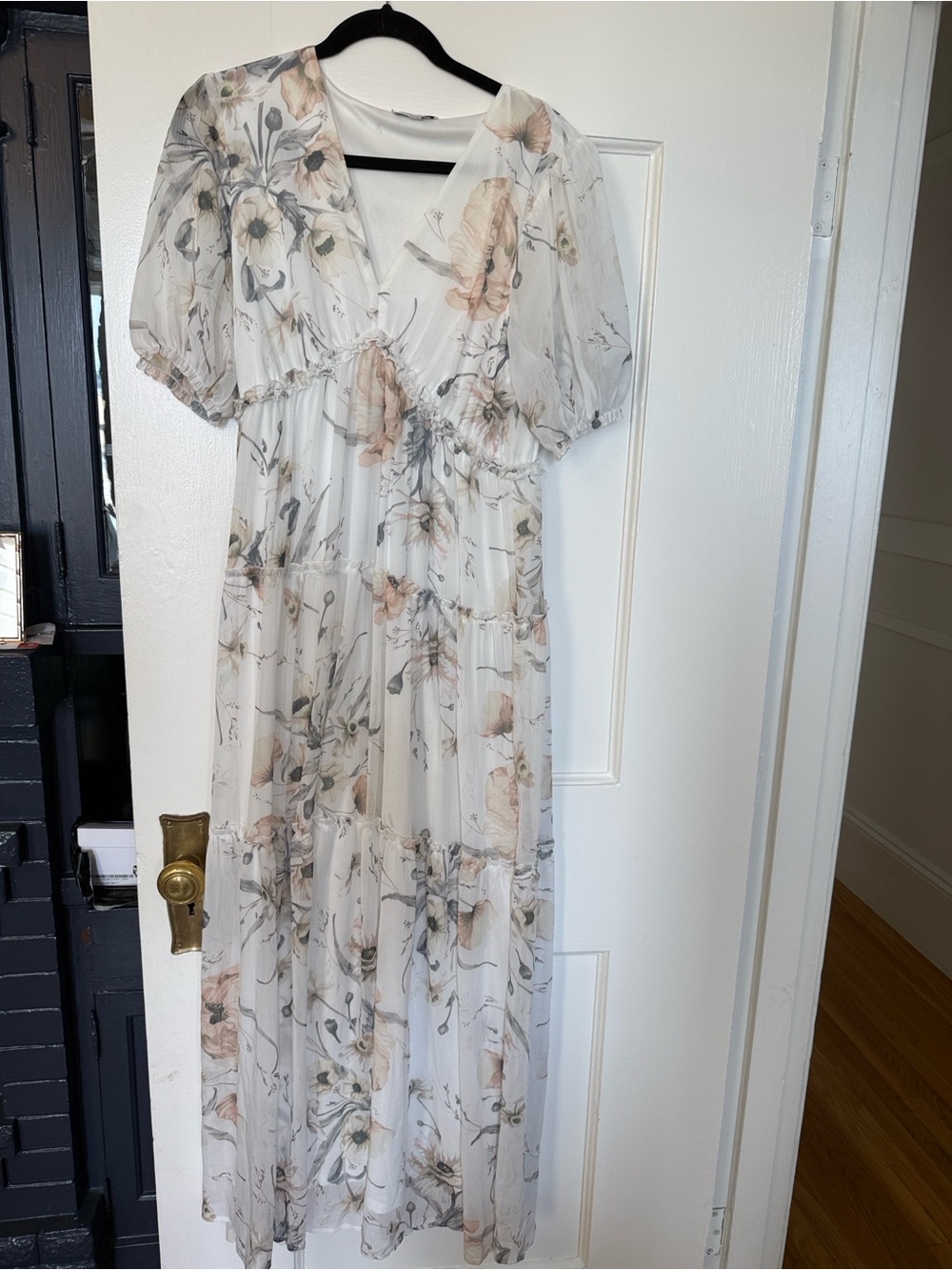 Floral Maxi Dress in Cream and Blush